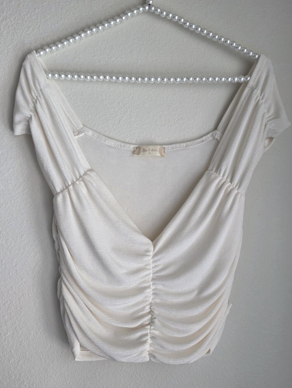 Ruched Cream Cropped Top Altar'd State - Picture 9 of 9